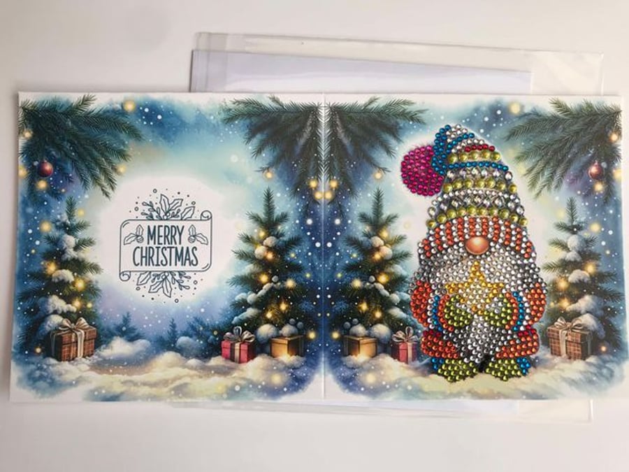  Diamond Art Christmas Card Elf with  star