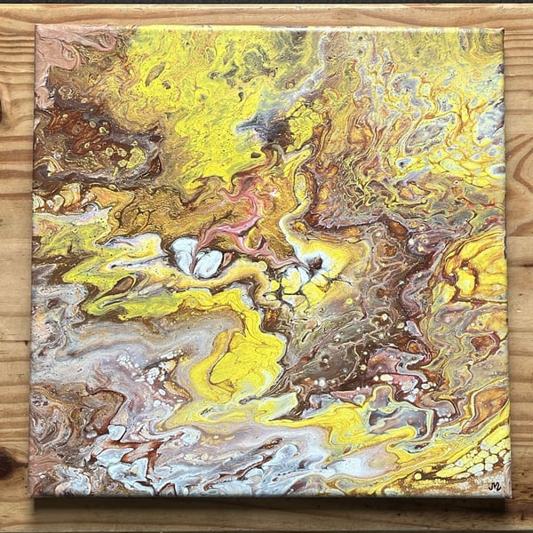 Stone Glow, Original Acrylic Pour Painting 12" by 12" (30cm by 30cm)