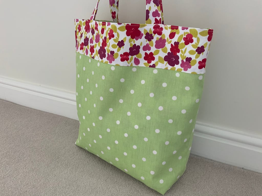 Reversible Large Fabric Tote Bag, Reusable Bag, Shopping Bag, Teachers Bag, Eco 