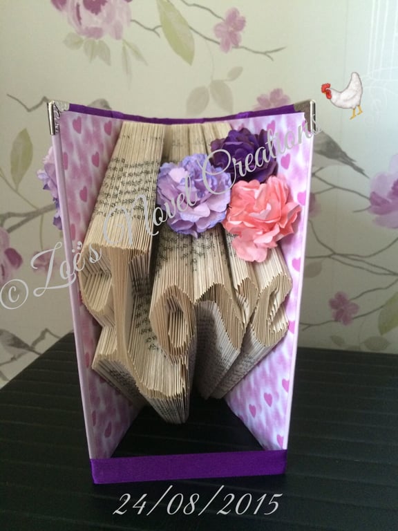 Love Book Art (completed book fold) FREE shipping within the UK