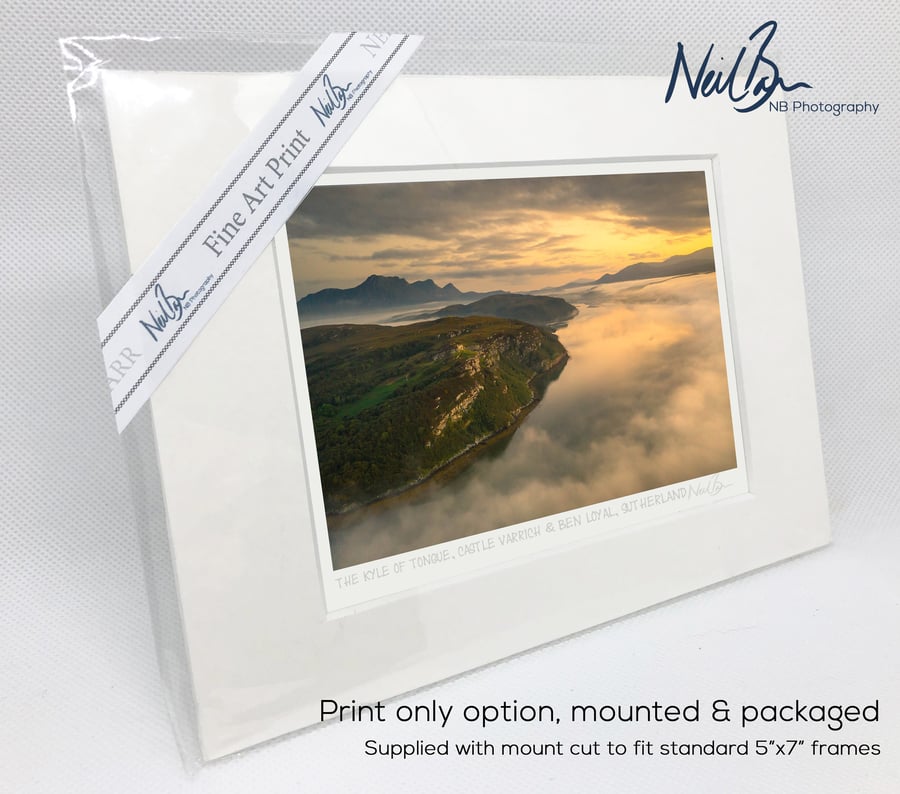 Ben Loyal, Castle Varrich & Kyle of Tongue - A6 (7" x 5") Unframed Print