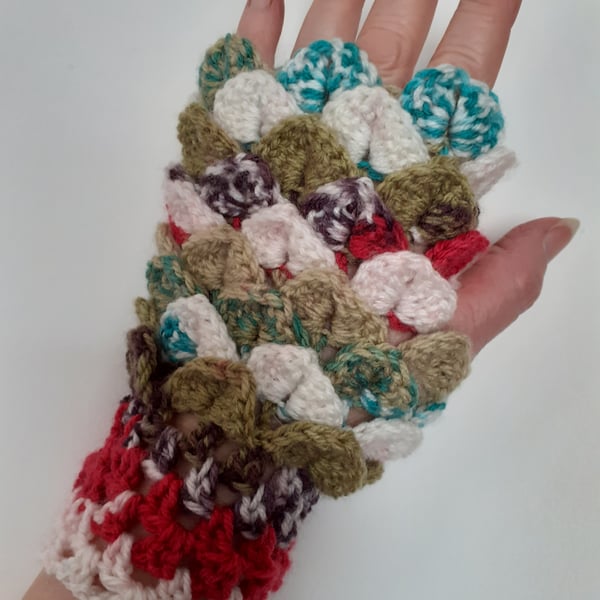 FINGERLESS GLOVES,  crocodile stitch glove