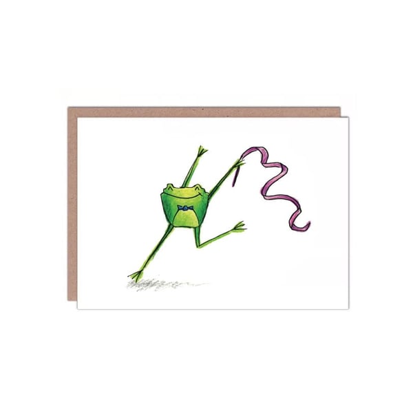 Ribbon Twirling Frog Card