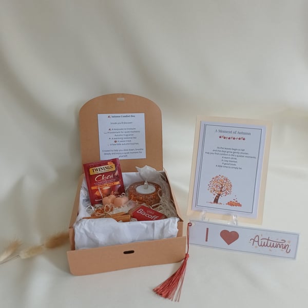 Autumn Comfort Box - Cosy Autumn Gift Box - Handmade Keepsake, Tealight Holder, 