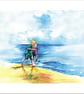 Original hand painted watercolour print of children playing on a cornwall beach - Image 7