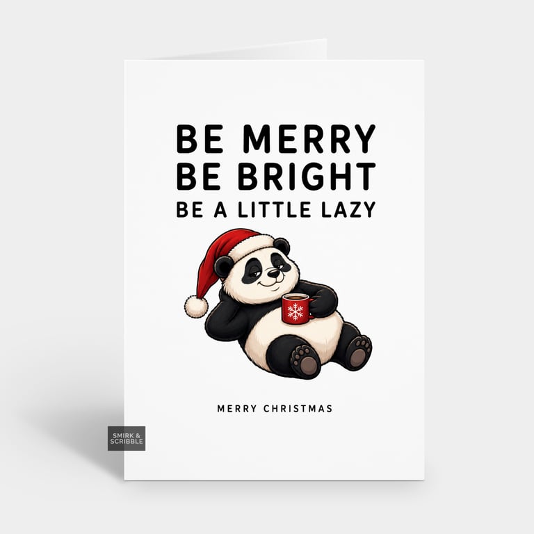 Funny Christmas Card - Little Lazy Panda
