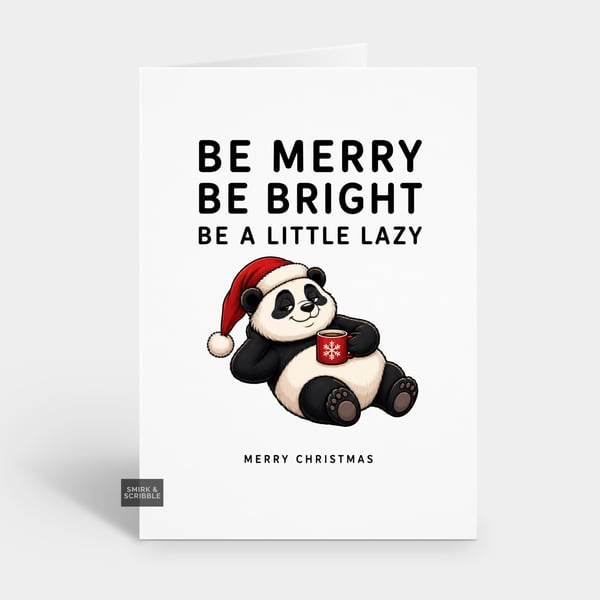 Funny Christmas Card - Little Lazy Panda
