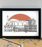 Burnley Landmarks Skyline Art Print - Image 1
