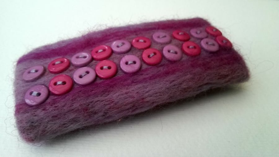 Lilac & Pink Button Stripe Wool Hair Clip