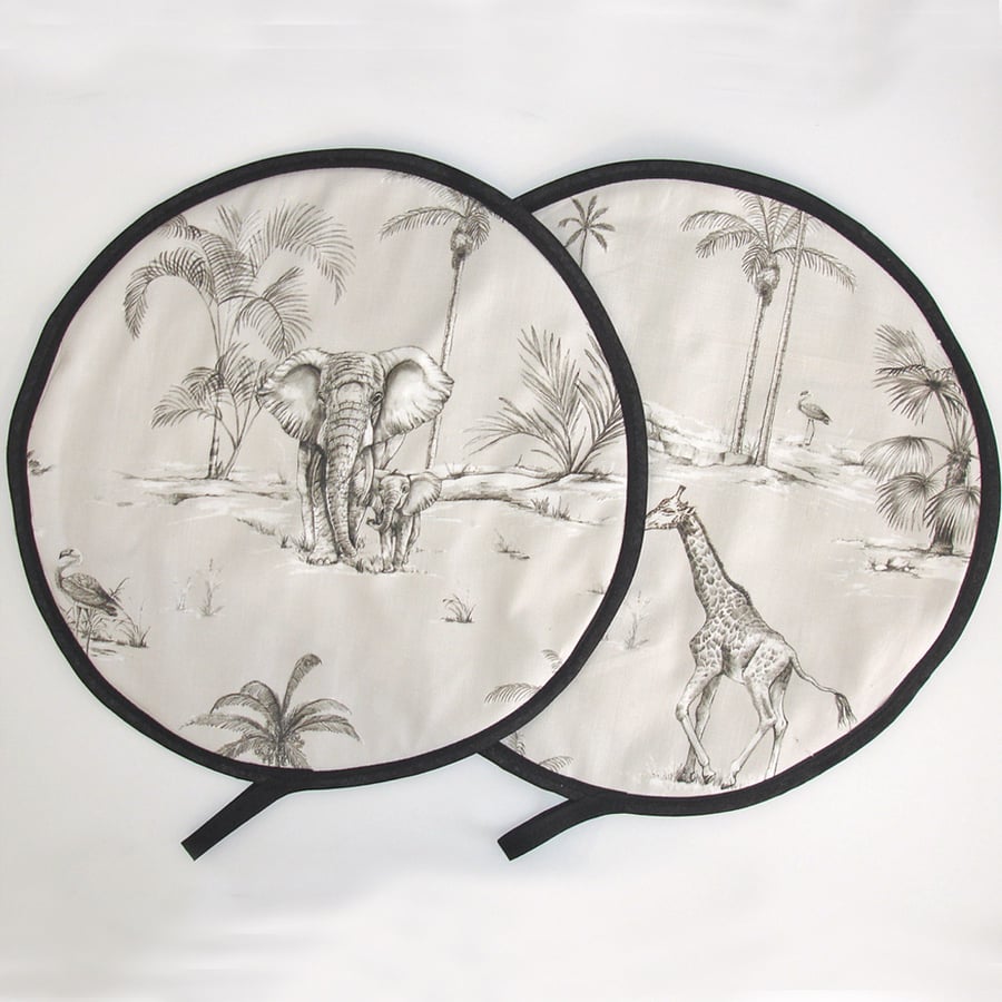 Aga Hob Lid Mats Giraffe Elephant Pads Covers Surface Savers Grey Safari