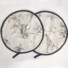 Aga Hob Lid Mats Giraffe Elephant Pads Covers Surface Savers Grey Safari