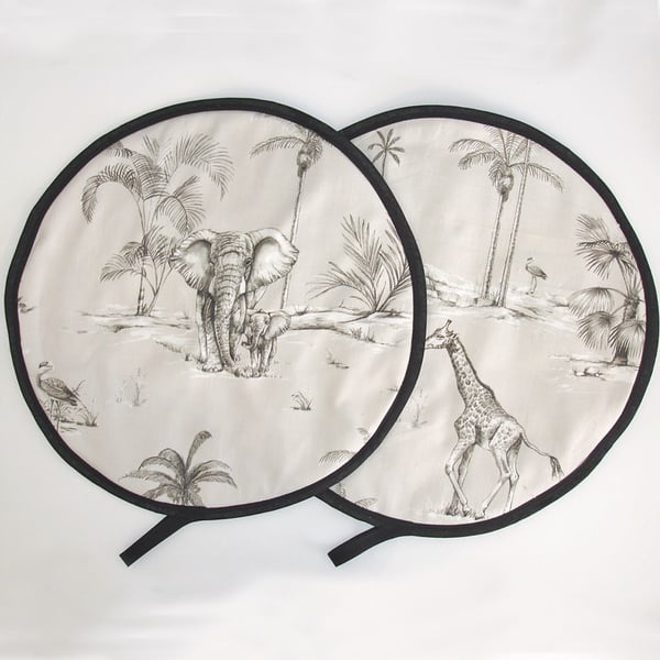 Aga Hob Lid Mats Giraffe Elephant Pads Covers Surface Savers Grey Safari