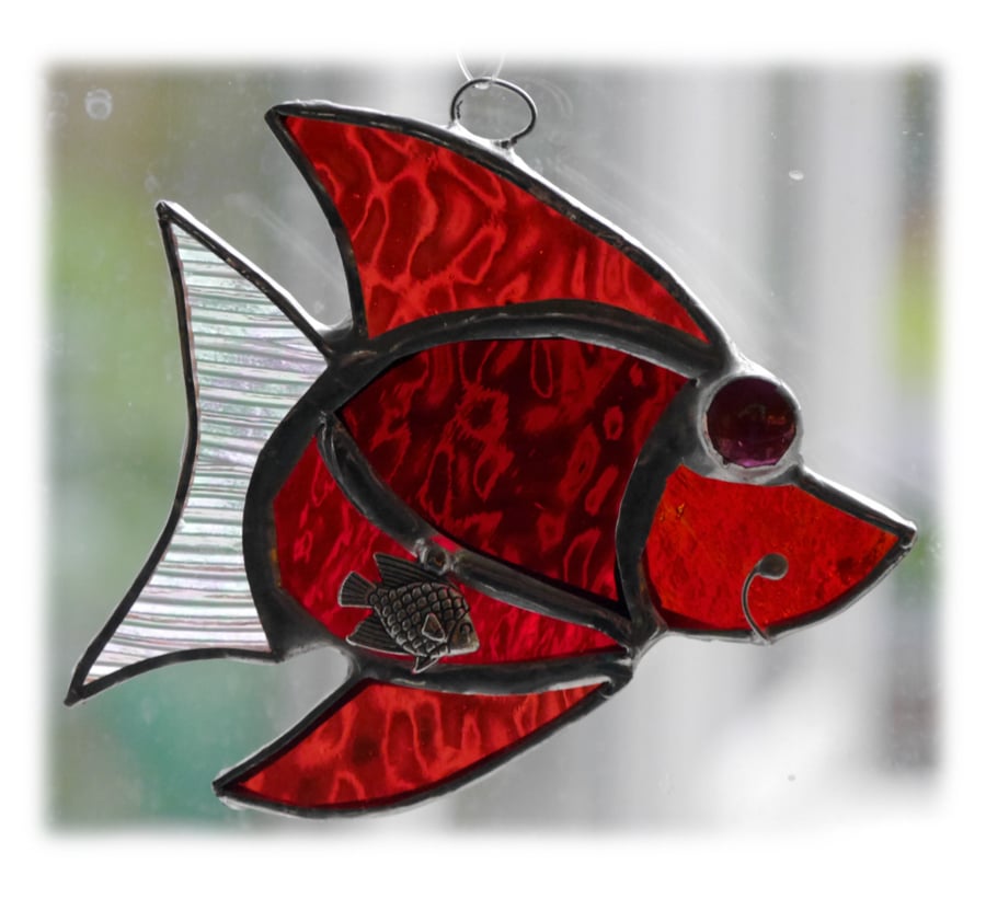 Fish Suncatcher Stained Glass Red