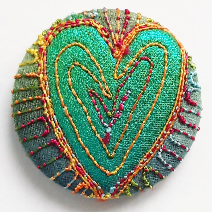 Buttons 1 inch button Hand Dyed Silks and Cottons Free Machine Embroidery Button