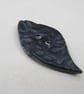 Medium Coal Black Leaf Shaped Ceramic Button - Image 2