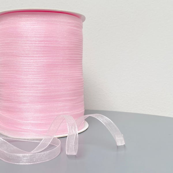 6mm Pink Organza Ribbon, Craft Projects, Decor, Wedding Supplies - 10m 20m 40m