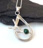 Malachite raindrop pendant with branches hallmarked sterling silver - Image 1