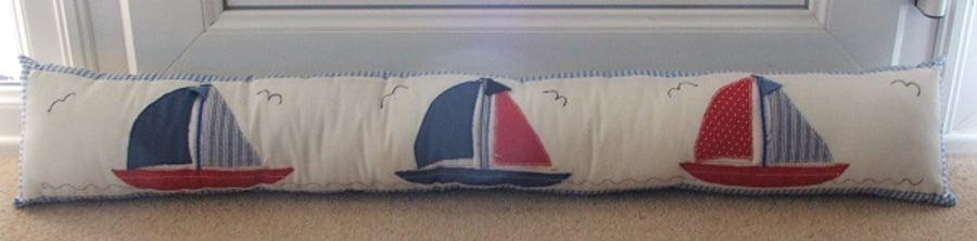 Draught excluder in lovely nautical design sailing boats 