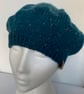 Women's Classic Hand Knit Beret, Teal Tweed Wool Hat, Knitted Hats for Her - Image 4