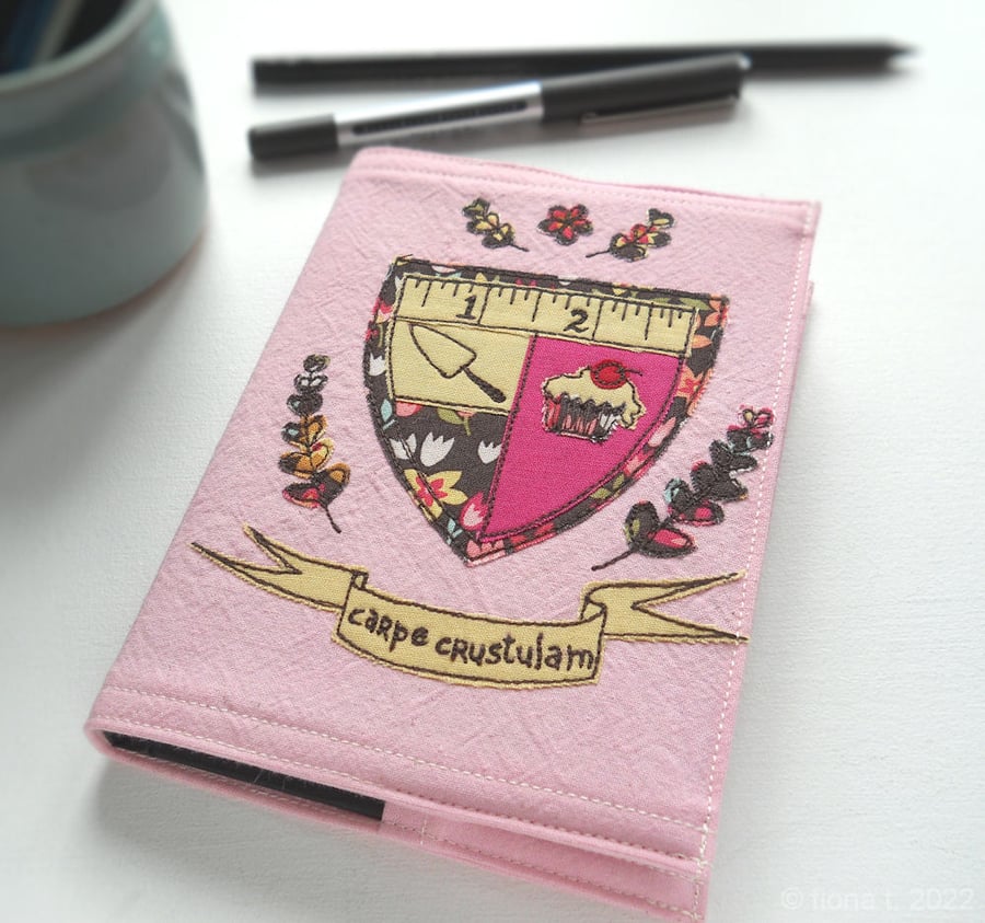 applique & freehand embroidery notebook - cake cake cake A6 pink