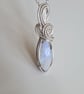925 Silver & Natural Rainbow Moonstone Necklace Pendant Gift Crystal Jewellery - Image 2