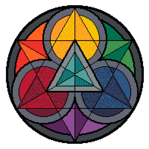 073 -Cross stitch pattern Sacred Geometry Rainbow Mandala Alchemy cross stitch
