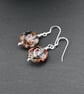 lampwork glass earrings, red pink and black  - Image 2