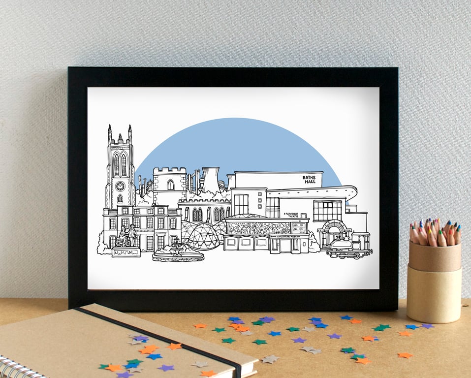 Scunthorpe Landmarks Skyline Art Print