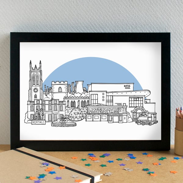 Scunthorpe Landmarks Skyline Art Print