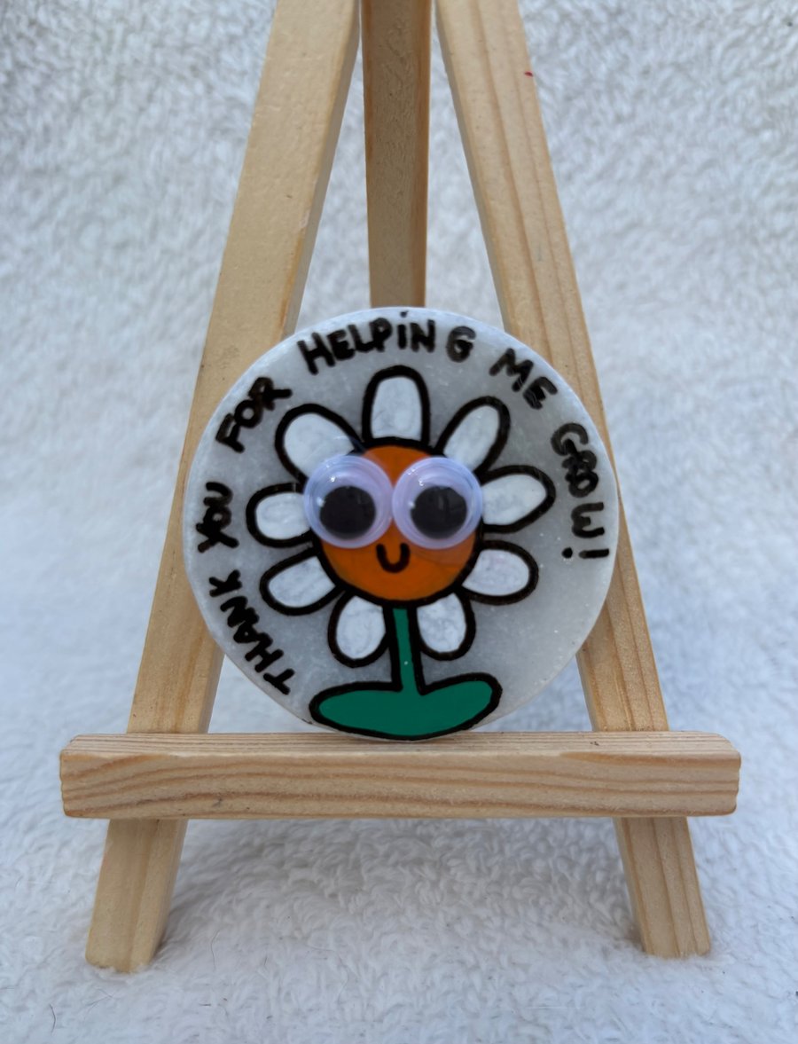 Thank You for Helping Me Grow' Hand-Painted Rock Fridge Magnet