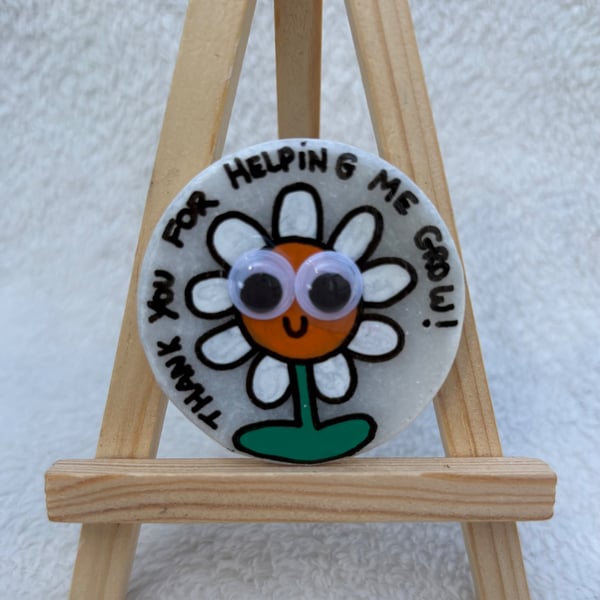 Thank You for Helping Me Grow' Hand-Painted Rock Fridge Magnet