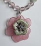 Upcycled Pink Flower Necklace And Earrings  - Image 4