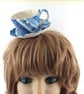 Teacup Hat Fascinator Hair Clip - Blue White  - Alice in Wonderland 
