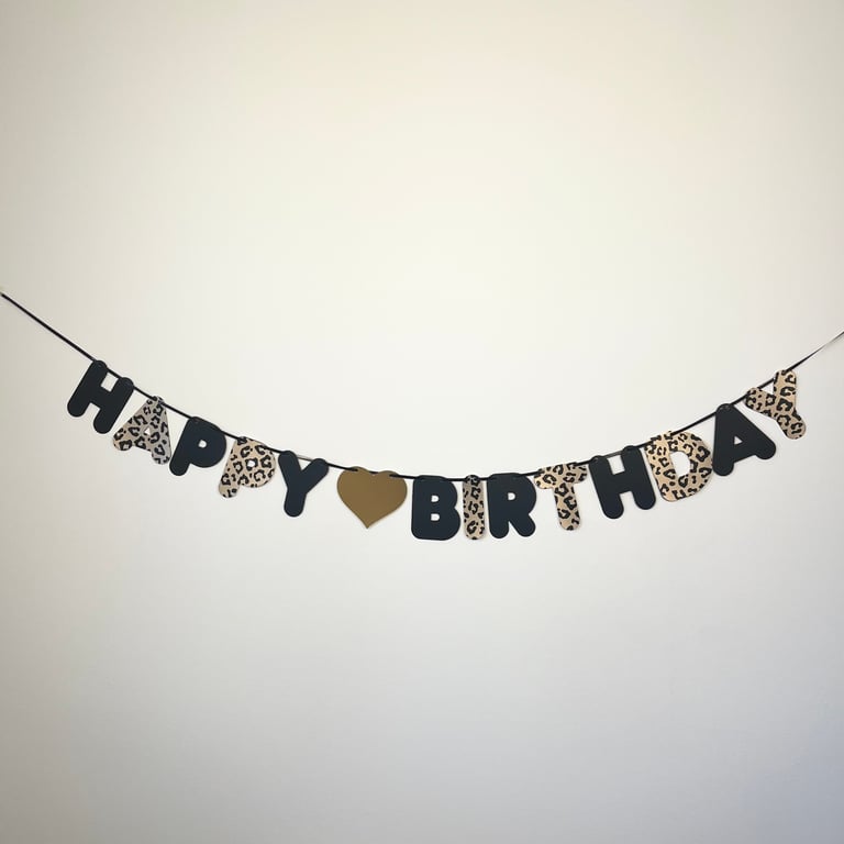 Leopard Print Happy Birthday Banner Party Bunting