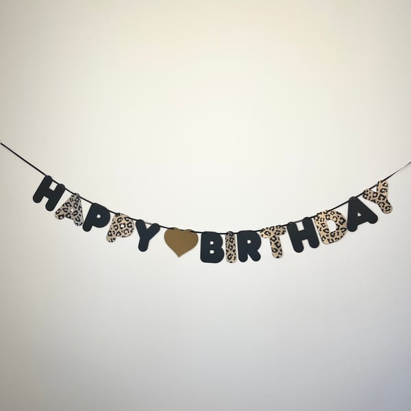 Leopard Print Happy Birthday Banner Party Bunting