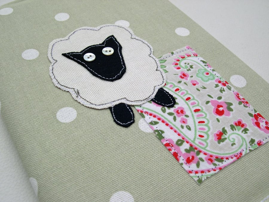 A5 Textile Yorkshire Sheep Diary 2015 in Sage Green Polka Dot and Cath Kidston