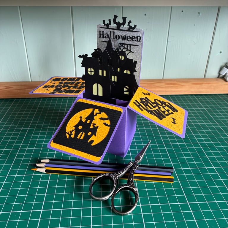 Handmade 3D Box Halloween House Card