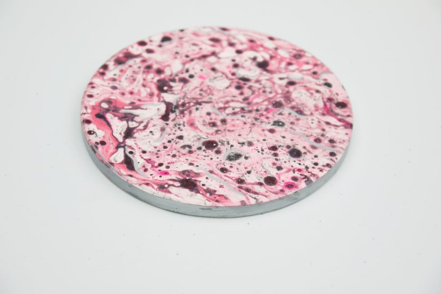 Marbled Ceramic Coaster- Punk Pink