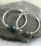 Silver Gem Hoops with Moss Agate Beads - Image 1