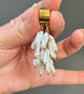 High-Lustre Biwa Pearl Cascade Earrings – White & Purple Freshwater Pearls - Image 2