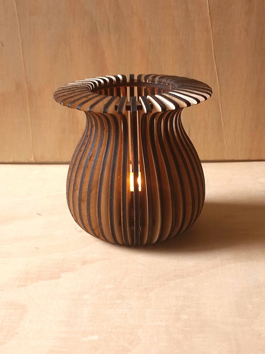 Laser Cut Wooden Tealight Holder, Handmade Plywood Lantern, Boho Home Décor
