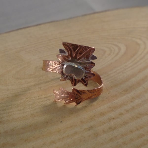 Copper and Sterling Silver Highland Cow Adjustable Ring