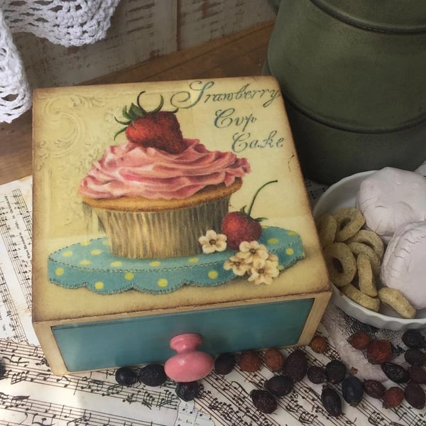 Double-Sided Wooden Cupcake & Sweets Box