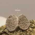 Handmade Sterling Silver Sandcast Effect Stud Earrings - Oval Silver Studs