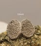 Handmade Sterling Silver Sandcast Effect Stud Earrings - Oval Silver Studs