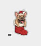 Unique Funny Christmas Sticker Xmas Decal For Adults - Cute Dog In Stocking