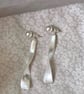Statement Dangle Stud Earrings in Silver with Pearl