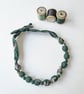 Green Tana Lawn Liberty Mid Century Inspired Print Fabric Necklace - Josie