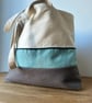 Colour Block Tote Bag - Misty Moorland, Handmade in Bristol