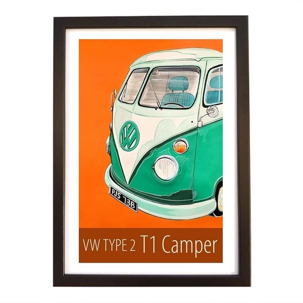 VW Type 2 T1 Camper poster print by Susie West